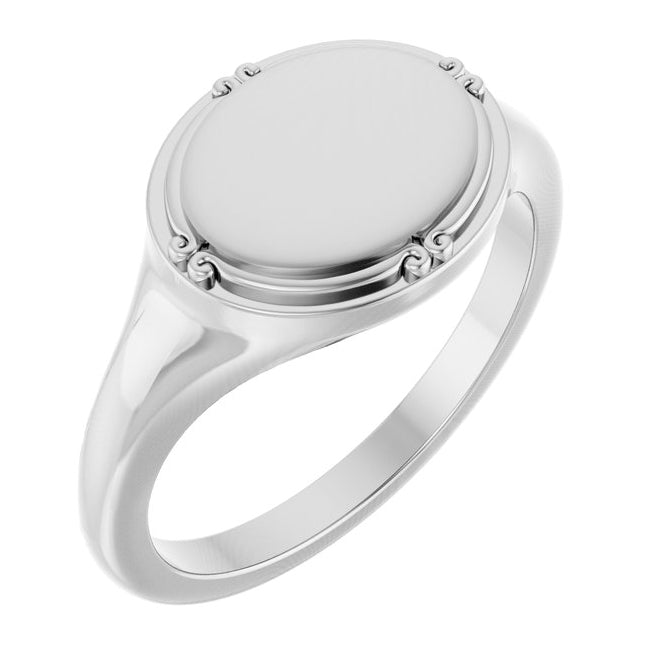 10K Yellow Gold Or Sterling Silver 10 X 8 Mm Polished Vintage Signet Ring