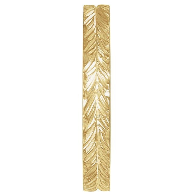 14K Yellow Gold Polished Wheat Pattern Flat Band Size 6