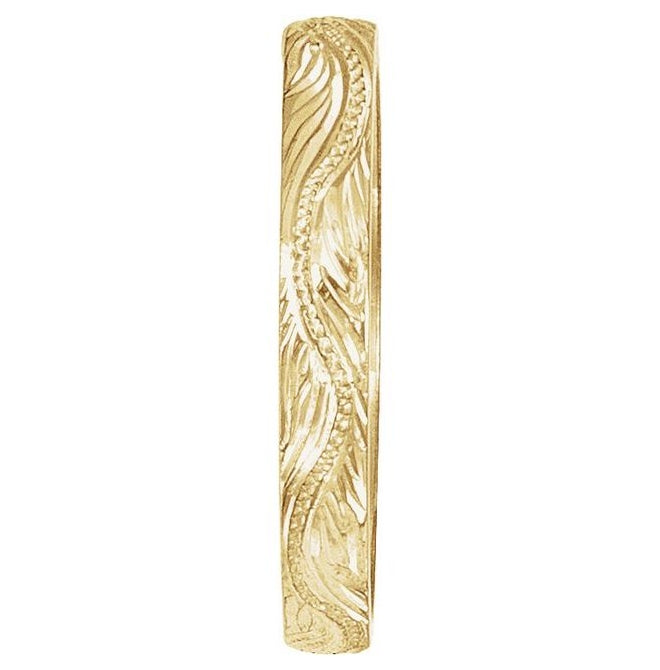 14K Yellow Gold Polished Vintage-Inspired Flat Band Size 6