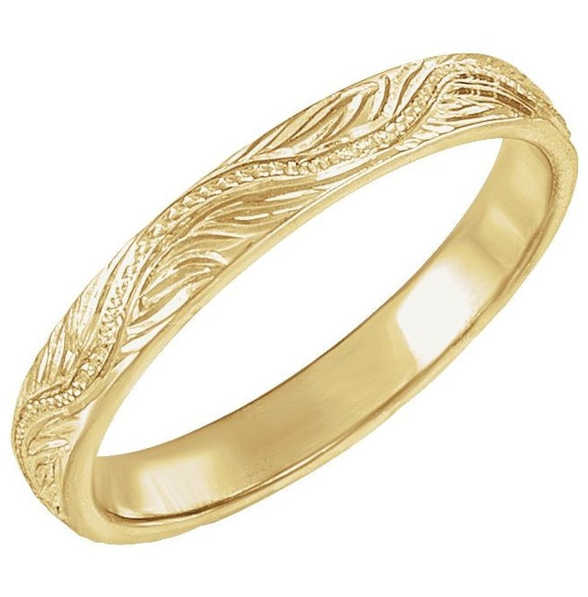 14K Yellow Gold Polished Vintage-Inspired Flat Band Size 6