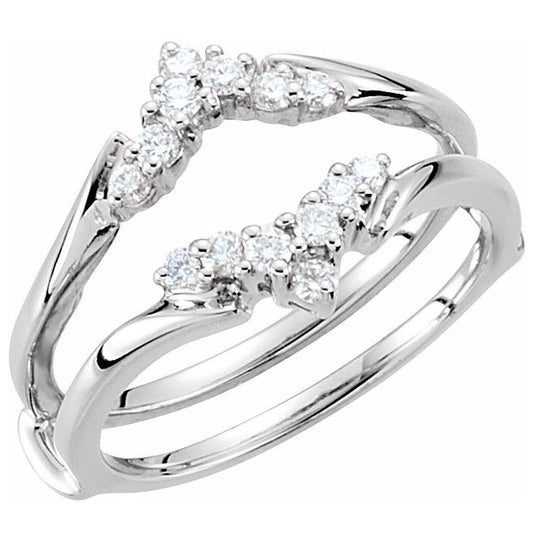 14K White Gold Round 1.7 Mm Polished 1/4 Ctw Lab-Grown Diamond Ring Guard, Size 6