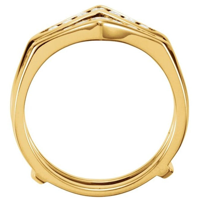 14K Yellow Gold Round 1.7 Mm Polished 1/4 Ctw Natural Diamond Ring Guard Size 6