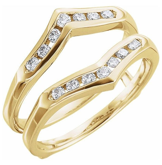 14K Yellow Gold Round 1.7 Mm Polished 1/4 Ctw Natural Diamond Ring Guard Size 6