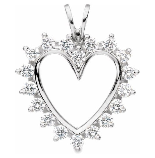 14K White Gold Round 2.4Mm I1, G-H Polished 9/10 Ctw Natural Diamond Heart Pendant