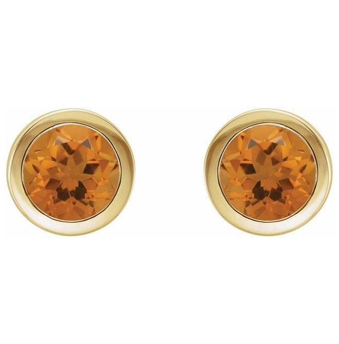 14K Yellow Gold Natural Citrine Bezel-Set Earrings