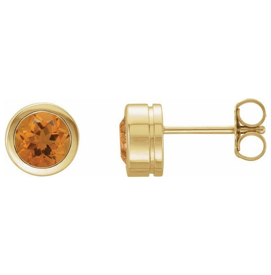 14K Yellow Gold Natural Citrine Bezel-Set Earrings