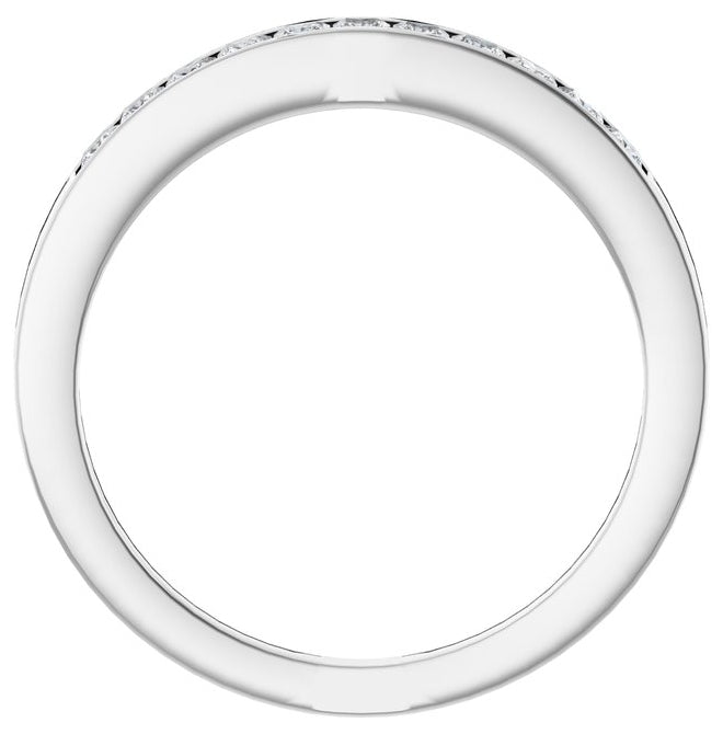 14K White Gold Square 1.75 X 1.75 Mm Vs, F+  Polished 3/8 Ctw Lab-Grown Diamond Anniversary Band Size 7
