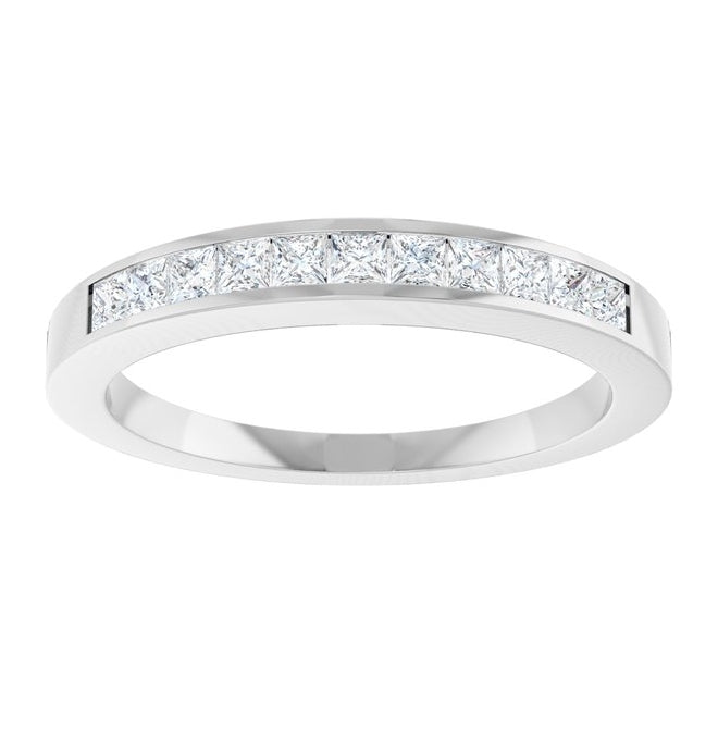 14K White Gold Square 1.75 X 1.75 Mm Vs, F+  Polished 3/8 Ctw Lab-Grown Diamond Anniversary Band Size 7