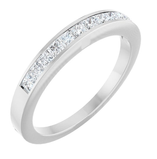 14K White Gold Square 1.75 X 1.75 Mm Vs, F+  Polished 3/8 Ctw Lab-Grown Diamond Anniversary Band Size 7