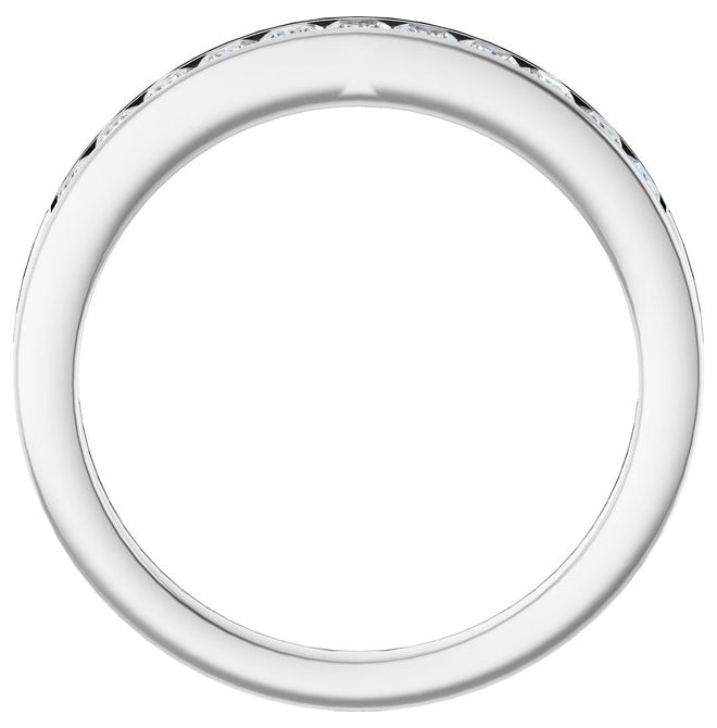 14K White Gold Square 2 X 2 Mm Vs, F+  Polished 1/2 Ctw Lab-Grown Diamond Anniversary Band Size 7