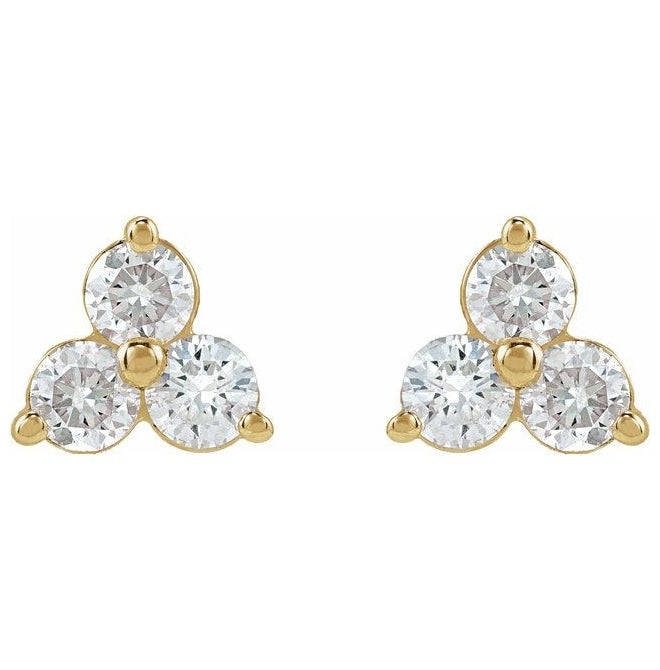 14K Yellow Gold 1/5 CTW Natural Diamond Three-Stone Cluster Earring