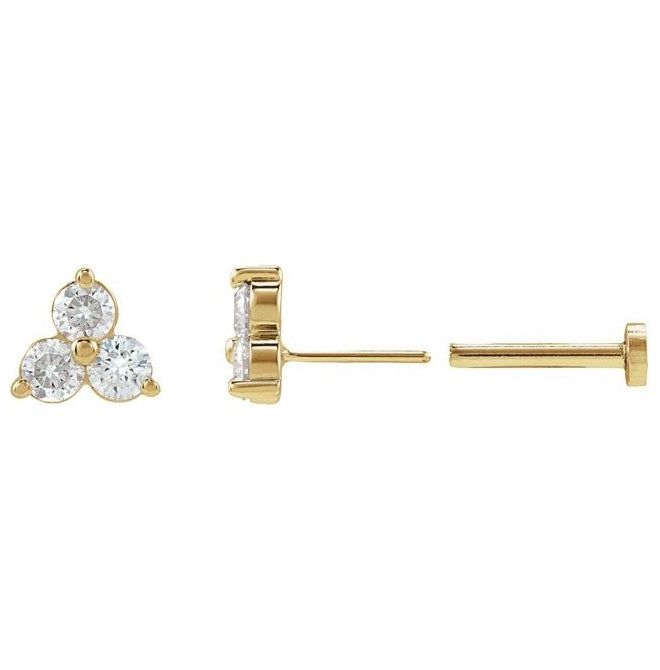 14K Yellow Gold 1/5 CTW Natural Diamond Three-Stone Cluster Earring