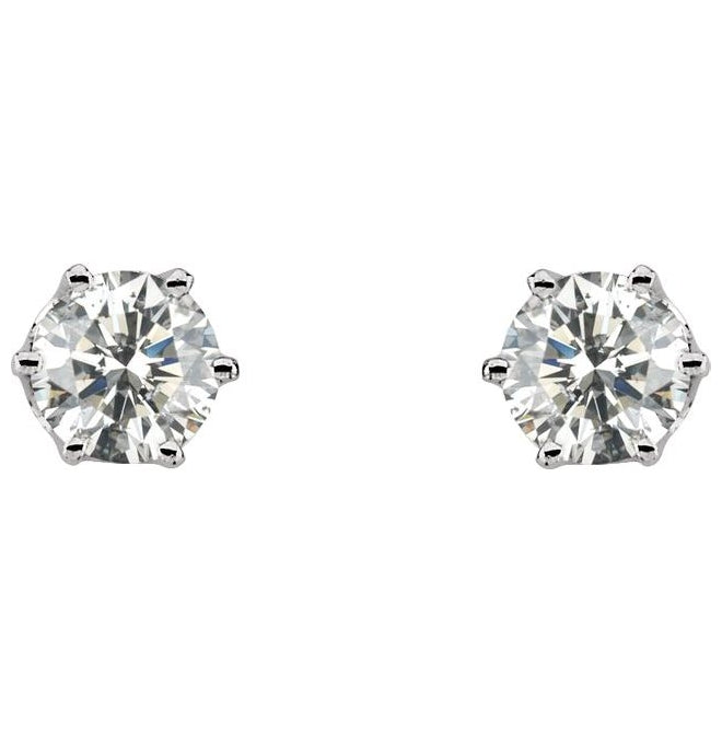 14K White Gold 1/5 CTW Natural Diamond 6-Prong Stud Earrings