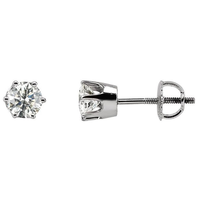 14K White Gold 1/5 CTW Natural Diamond 6-Prong Stud Earrings