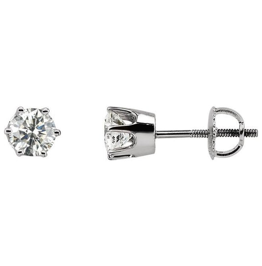 14K White Gold 1/5 CTW Natural Diamond 6-Prong Stud Earrings