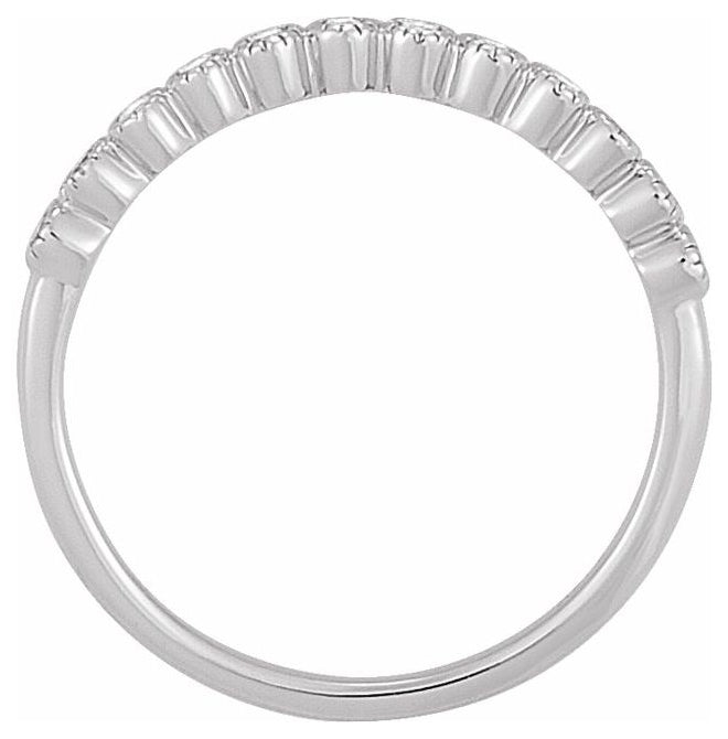 14K White Gold Round Si2-Si3, G-H  Polished 1/6 Ctw Natural Diamond Anniversary Band Size 4.5