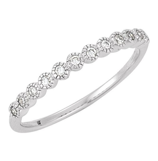 14K White Gold Round Si2-Si3, G-H  Polished 1/6 Ctw Natural Diamond Anniversary Band Size 4.5