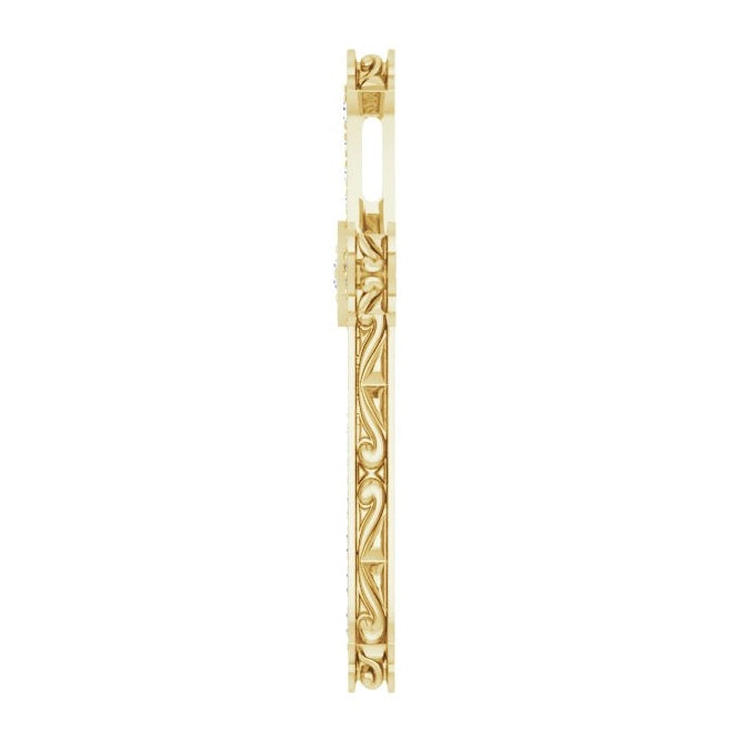 14K Yellow Gold Round 3/4 Ctw I1, H+ Polished 3/4 Ctw Natural Diamond Cross Pendant
