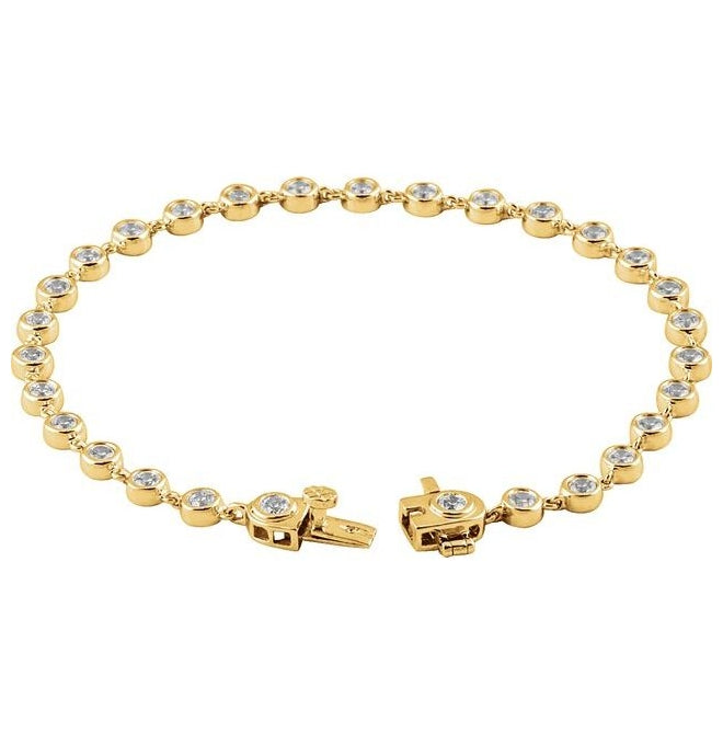 14K Yellow Gold 2 CTW Natural Diamond Bezel Line 7" Bracelet