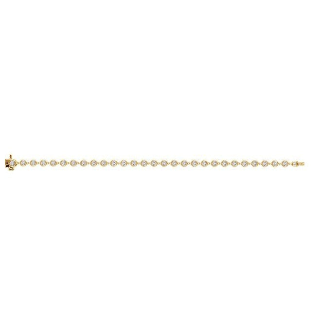 14K Yellow Gold 2 CTW Natural Diamond Bezel Line 7" Bracelet