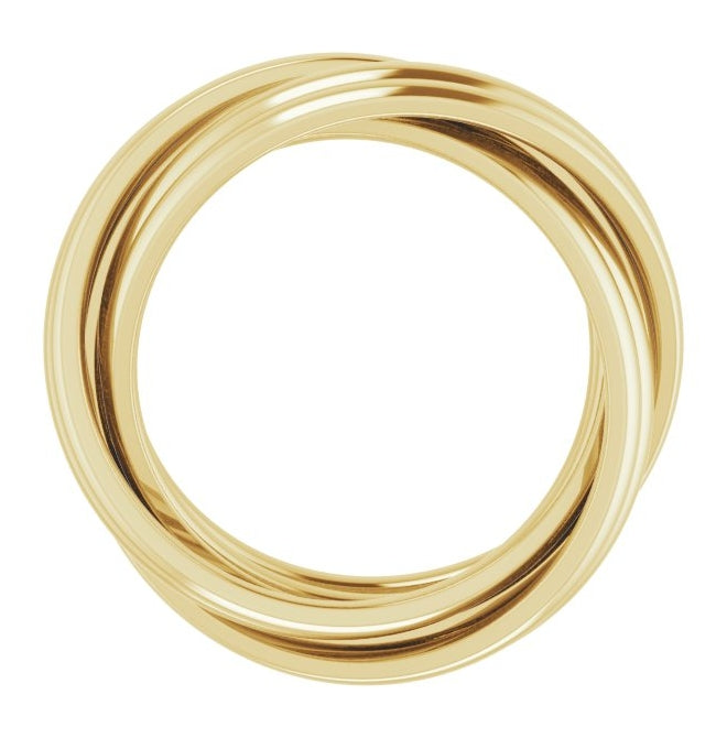 14K Yellow Gold Polished Tri-Color 6-Band Rolling Band Size 8