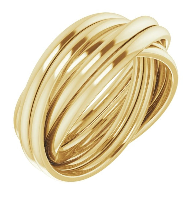 14K Yellow Gold Polished Tri-Color 6-Band Rolling Band Size 8