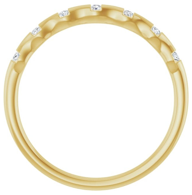 14K Yellow Or White Or Rose Gold Round 1.3 Mm Polished .07 Ctw Lab-Grown Diamond Stackable Ring Size 7