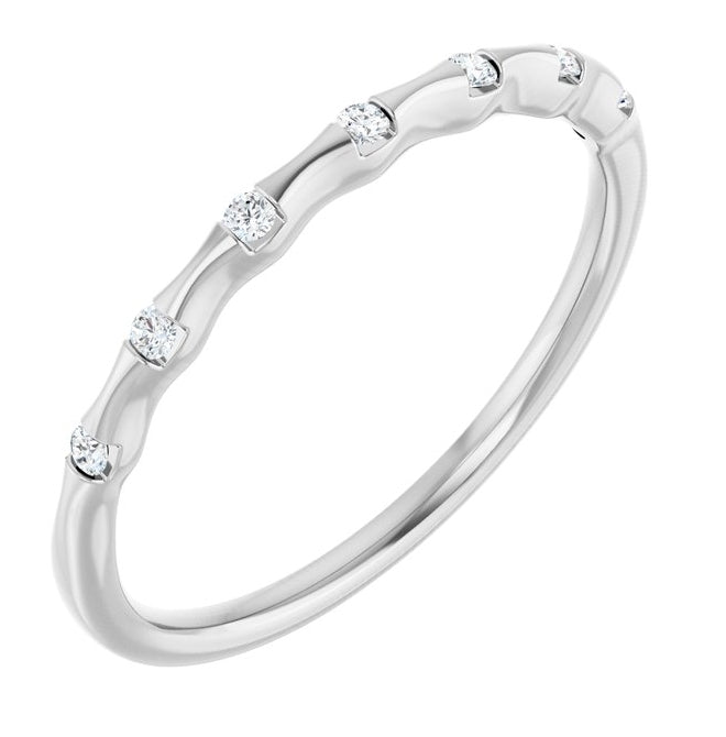 14K Yellow Or White Or Rose Gold Round 1.3 Mm Polished .07 Ctw Lab-Grown Diamond Stackable Ring Size 7