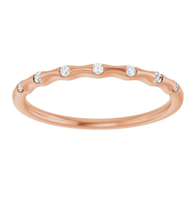 14K Yellow Or White Or Rose Gold Round 1.3 Mm Polished .07 Ctw Lab-Grown Diamond Stackable Ring Size 7