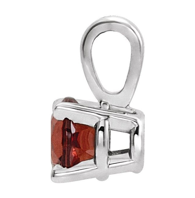 Sterling Silver Round 6 Mm Polished Imitation Gem Birthstone Pendant