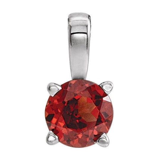 Sterling Silver Round 6 Mm Polished Imitation Gem Birthstone Pendant