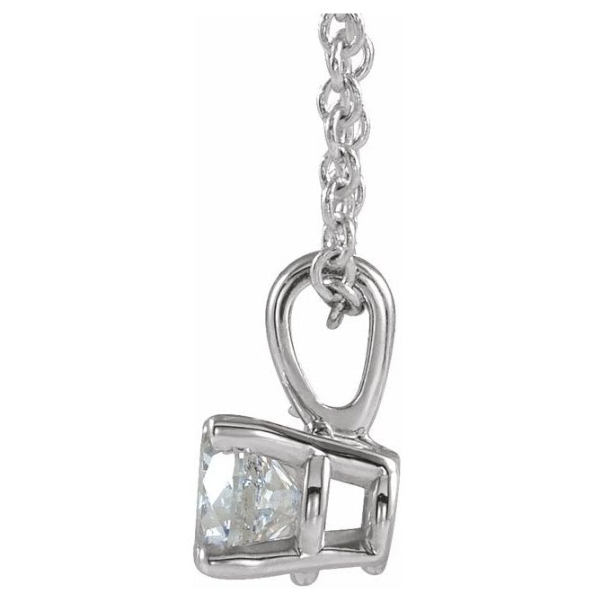 Sterling Silver Round 4 Mm 16-18 In Polished Imitation Diamond Birthstone Necklace