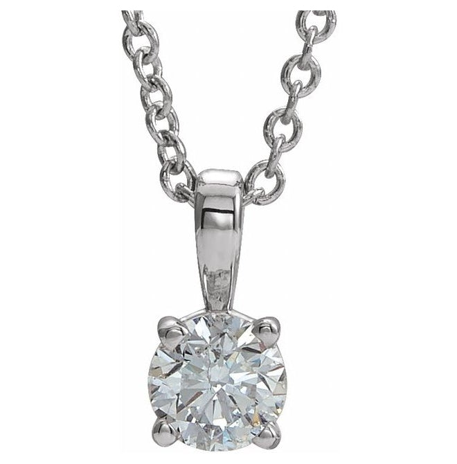 Sterling Silver Round 4 Mm 16-18 In Polished Imitation Diamond Birthstone Necklace