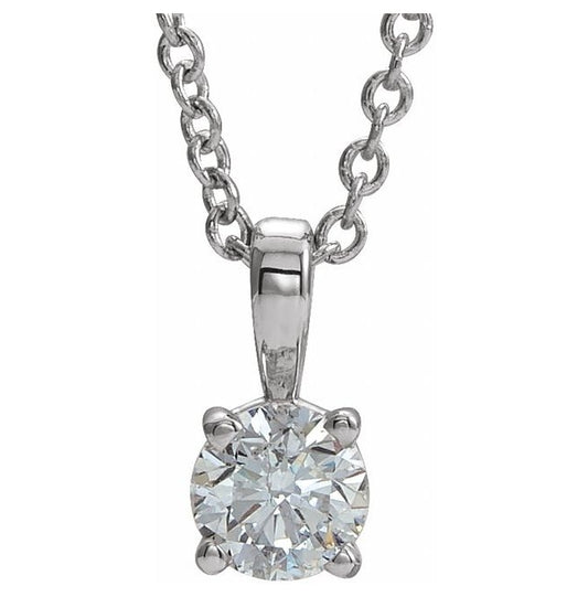 Sterling Silver Round 4 Mm 16-18 In Polished Imitation Diamond Birthstone Necklace