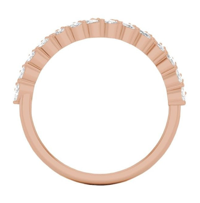 14K Rose Gold Marquise 3 X 1.5 Mm Polished 3/4 Ctw Lab-Grown Diamond Double Row Anniversary Band Size 7