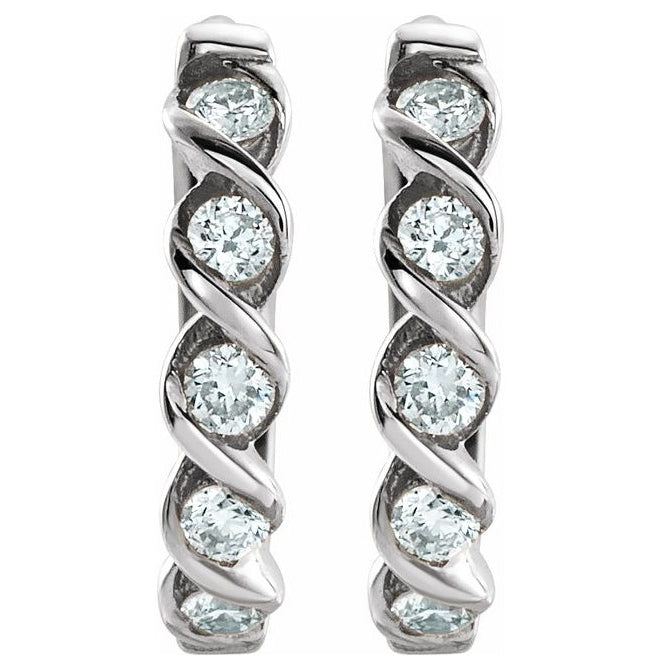 14K Yellow Or White Gold Round 9 Mm 1.75 Mm 1.3Mm Vs, F+ Pair Hinged Polished 1/10 Ctw Lab-Grown Diamond Hoop Earrings