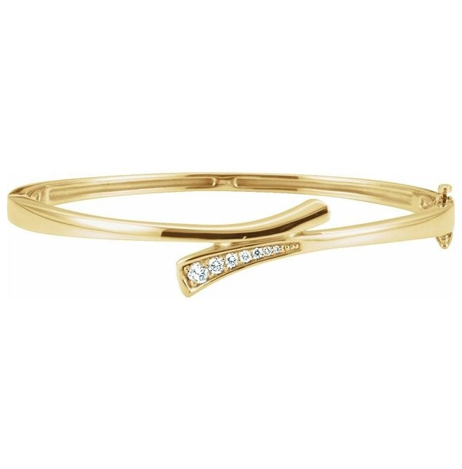 14K Yellow Gold Round 3 Mm 10.7 Mm 6 1/2 In Polished 1/4 Ctw Natural Diamond Bracelet