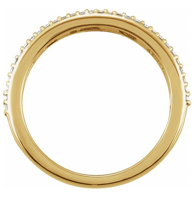 14K Yellow Gold Round 1 Mm Polished 1/2 Ctw Natural Diamond Anniversary Band Size 7