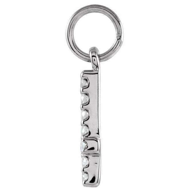 14K White Gold Polished .07 Ctw Natural Diamond Number 4 Charm/Pendant