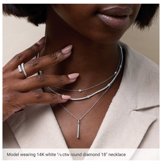 14K Yellow Gold 7-Stone 2.3Mm Si1-Si2, G-H Each Polished 1/3 Ctw Lab-Grown Diamond Necklace