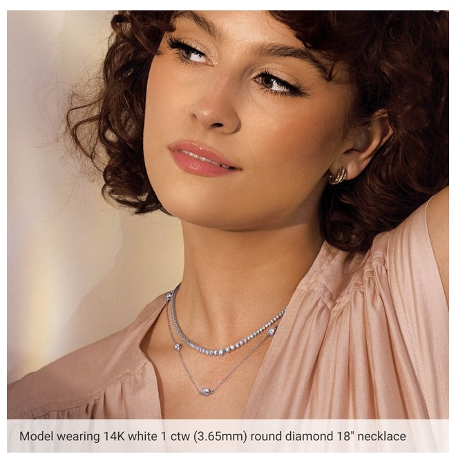 14K Yellow Gold 7-Stone 2.3Mm Si1-Si2, G-H Each Polished 1/3 Ctw Lab-Grown Diamond Necklace