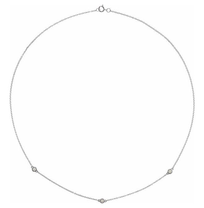 Sterling Silver 3-Stone 2.5Mm I1, H+ Each Polished 1/5 Ctw Natural Diamond Necklace