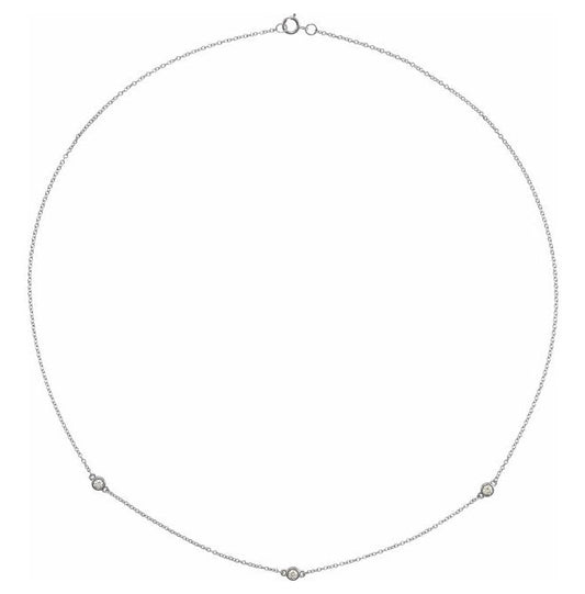 Sterling Silver 3-Stone 2.5Mm I1, H+ Each Polished 1/5 Ctw Natural Diamond Necklace