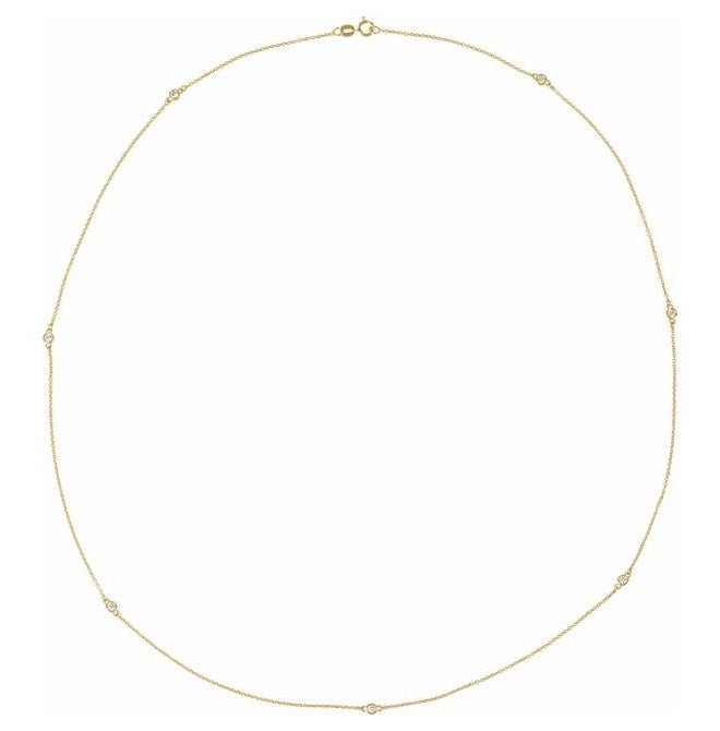 14K Yellow Gold 7-Stone 2.3Mm Si1-Si2, G-H Each Polished 1/3 Ctw Lab-Grown Diamond Necklace