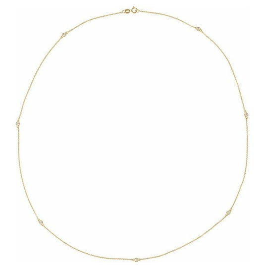 14K Yellow Gold 7-Stone 2.3Mm Si1-Si2, G-H Each Polished 1/3 Ctw Lab-Grown Diamond Necklace