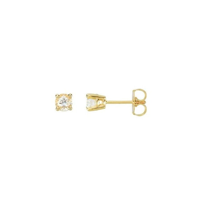 14K Yellow Gold 4 mm Natural White Sapphire Earrings