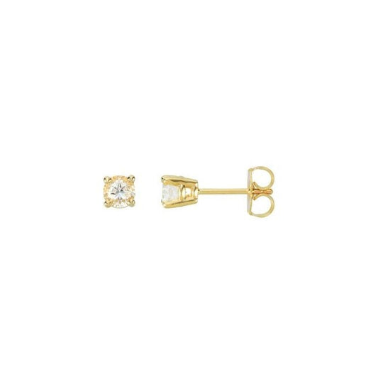 14K Yellow Gold 4 mm Natural White Sapphire Earrings