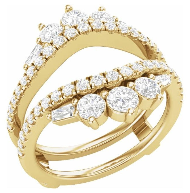 14K Yellow Gold Round 3.2 Mm Polished 1 1/5 Ctw Lab-Grown Diamond Ring Guard Size 7