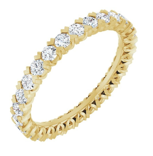 14K Yellow Or White Gold  Round 2 Mm Vs, F+ Polished 1 Ctw Lab-Grown Diamond Eternity Band