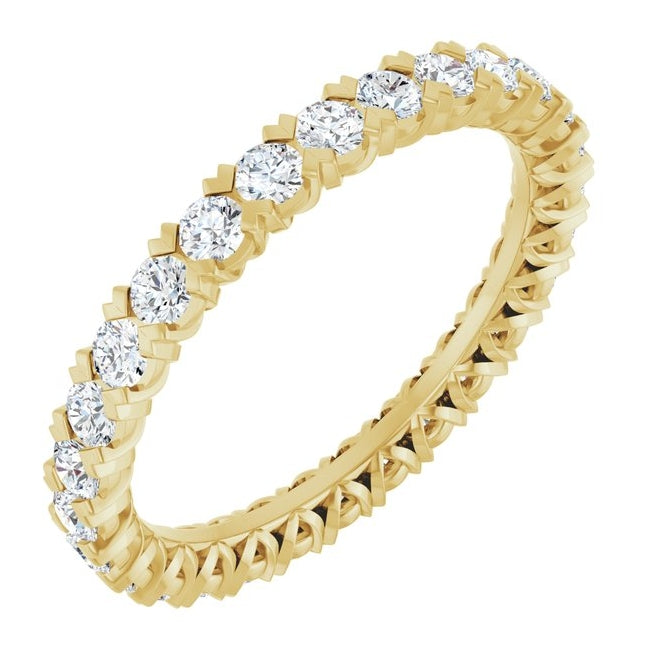 14K Yellow Or White Gold  Round 2 Mm Vs, F+ Polished 1 Ctw Lab-Grown Diamond Eternity Band